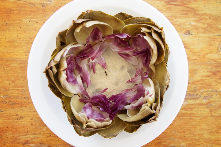 Binnenkant artisjok wanneer de vezels verwijderd zijn