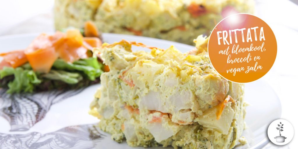 Frittata met bloemkool, broccoli en carrot lox - vegan recept