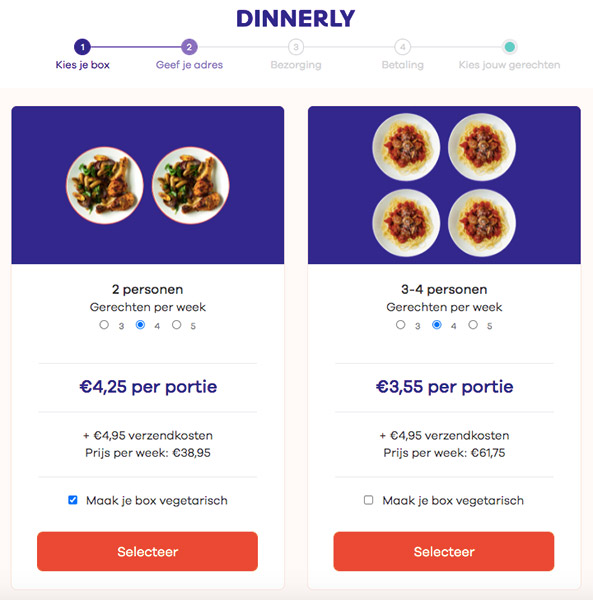 Vegetarische of vegan box bestellen bij Dinnerly