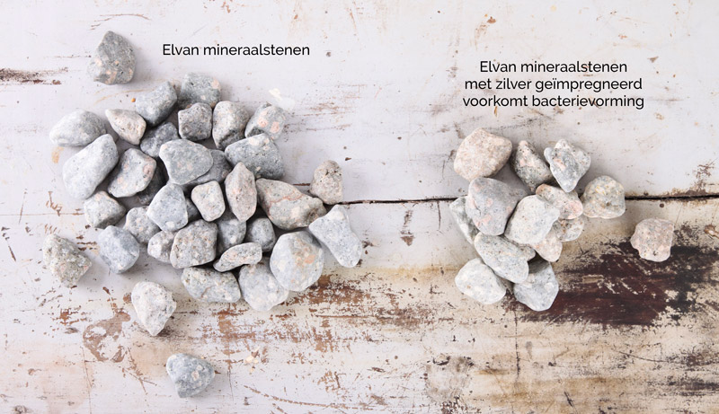 Elvan mineraalstenen en geïmpregmeerd met zilver